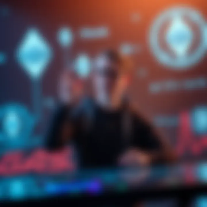 Vitalik Buterin discussing gas futures on a digital platform with Ethereum logos in the background