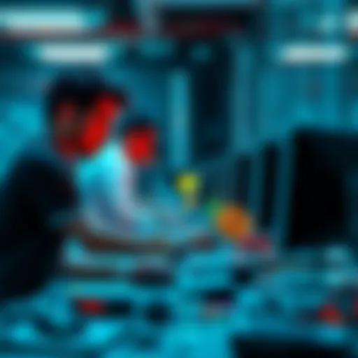 A group of 16 volunteers analyzing code and software on computers, focused on finding vulnerabilities in cryptocurrency projects.