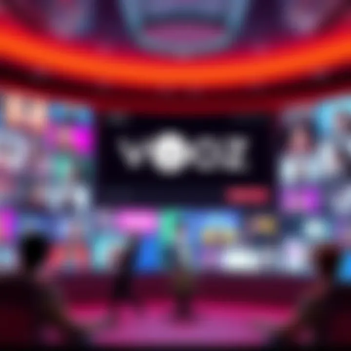 A colorful display of Vooz's anonymous chat interface showing users in chatrooms and engaging in video calls.