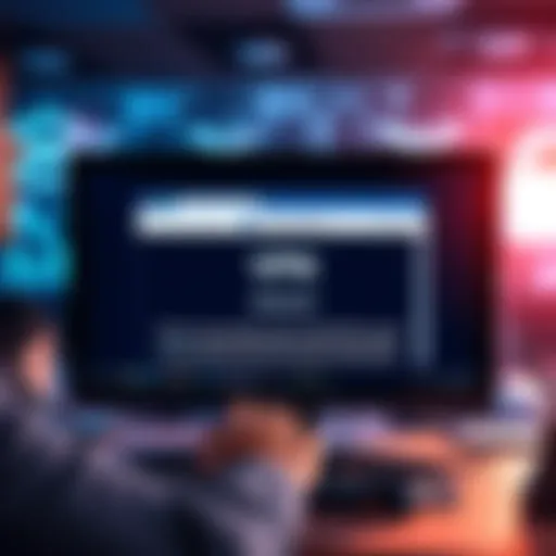 A person frustrated by a computer screen showing a 'VPN detected' message while trying to access Sky.money with a VPN.