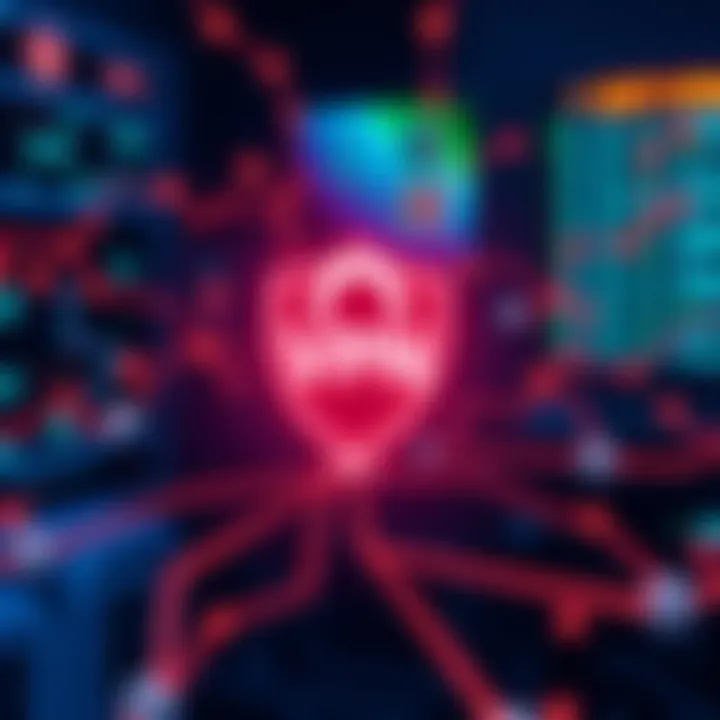 A graphic showing a VPN icon connecting to a cryptocurrency node, illustrating privacy in digital transactions.