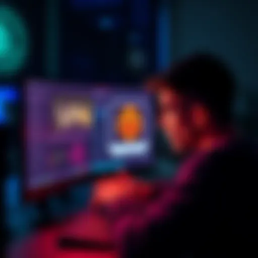 A person frustrated while trying to log in on a computer, with a VPN icon on the screen indicating a connection problem.