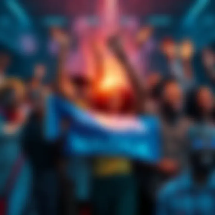 WAGMI Community on Solana Group of diverse people celebrating the WAGMI movement with Solana branding and blockchain symbols.