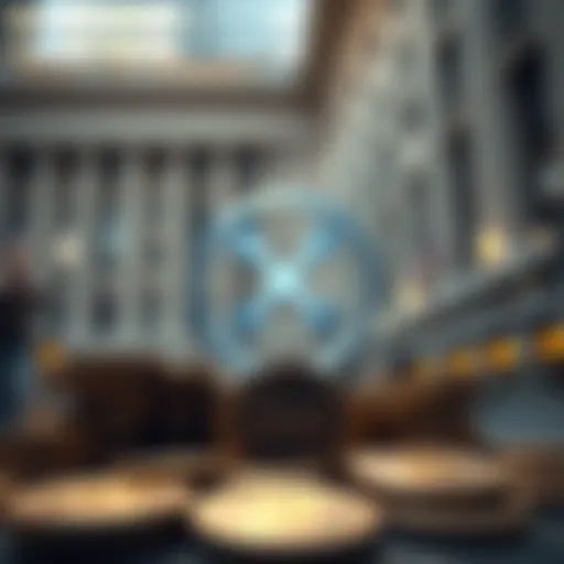 A Wall Street firm logo with XRP coins in front, indicating significant holdings in cryptocurrency.