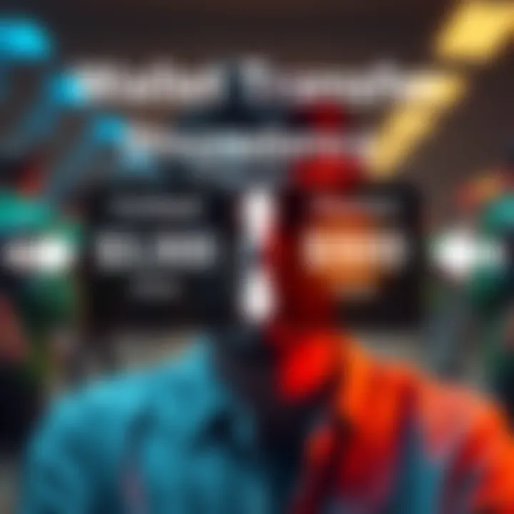 A visual representation of a wallet transfer from Coinbase to Phantom showing different amounts, with arrows indicating the transfer process and a confused person in the background.