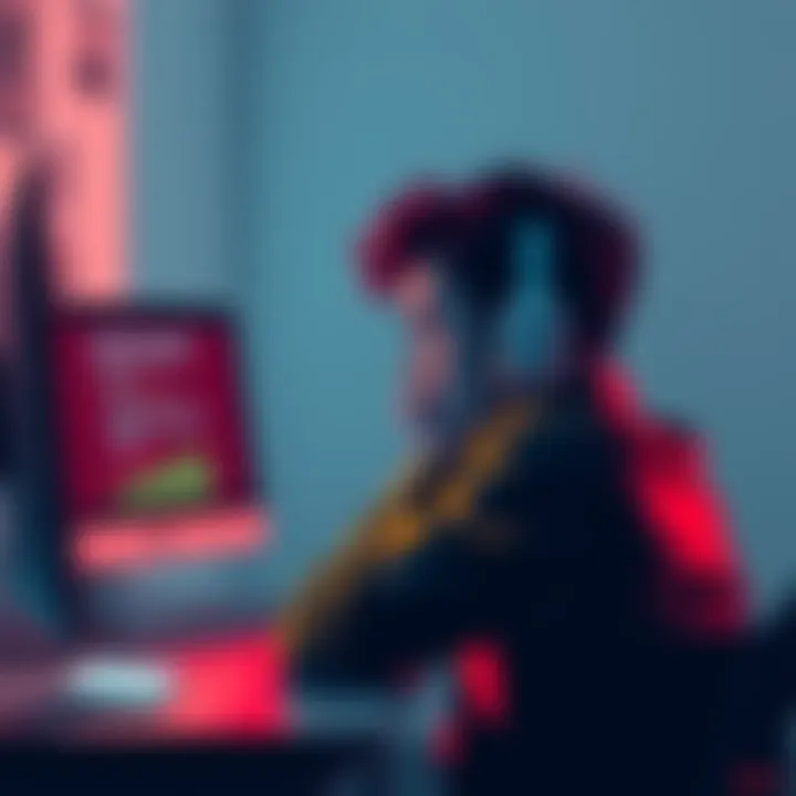 A distressed person sits at a computer looking frustrated with error messages on the screen, symbolizing trading access issues with Bitstamp.