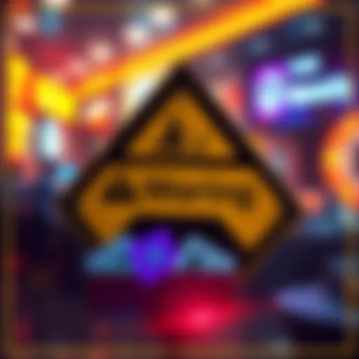 A caution sign with a warning about potential scams related to QCORE tokens, showing symbols of wallets and money at risk.