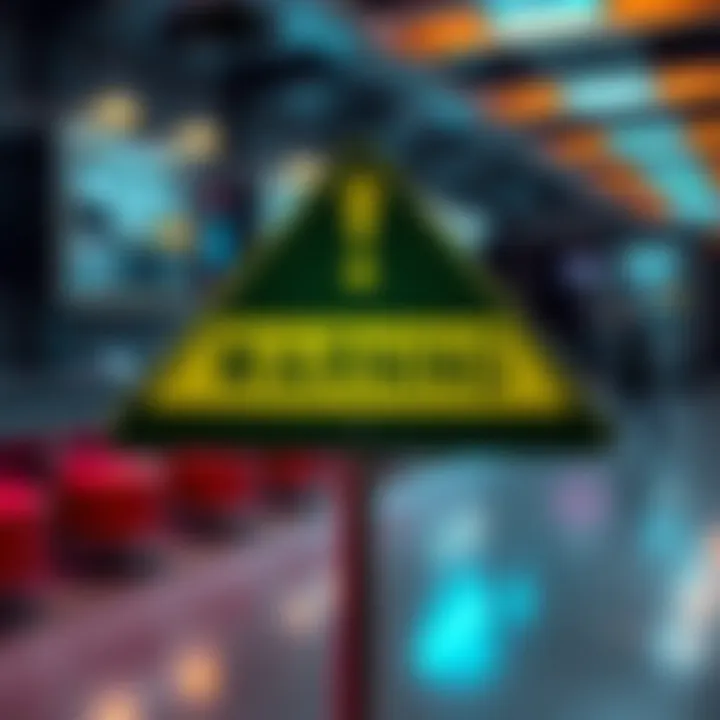 A bold warning sign highlighting the risks of discussing Vitalik on online forums.