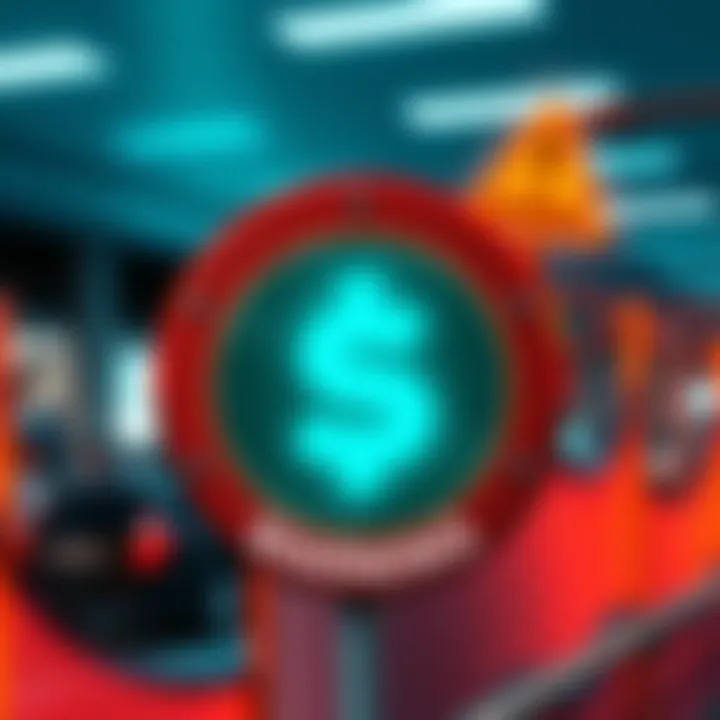 Graphic showing a warning sign with a cryptocurrency symbol, indicating caution against Switcher.finance scams.