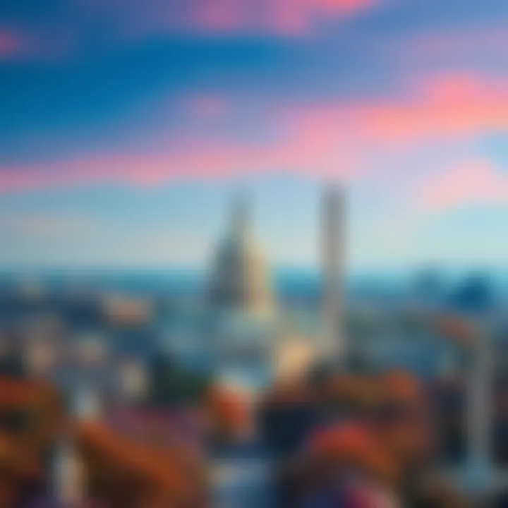 A clear view of the Washington D.C. skyline with notable buildings like the Capitol and Washington Monument visible