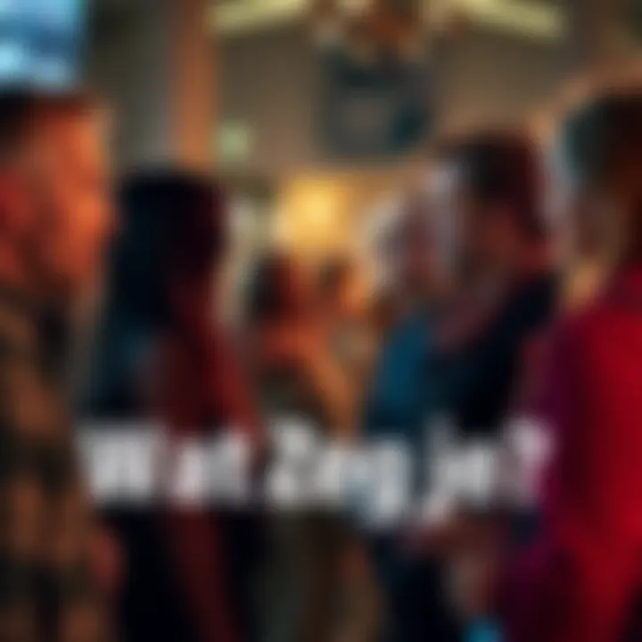 A close-up of a group of Dutch people engaged in conversation, illustrating the phrase 'wat zeg je?' and its cultural context.