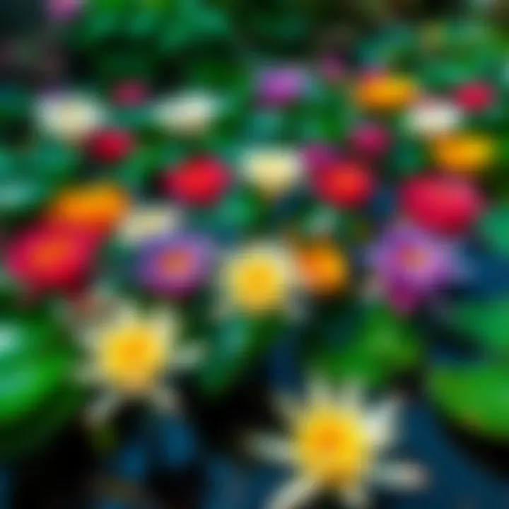 Waterlily Collection A variety of colorful waterlilies blooming in a garden pond, inviting feedback and ratings from gardening enthusiasts.