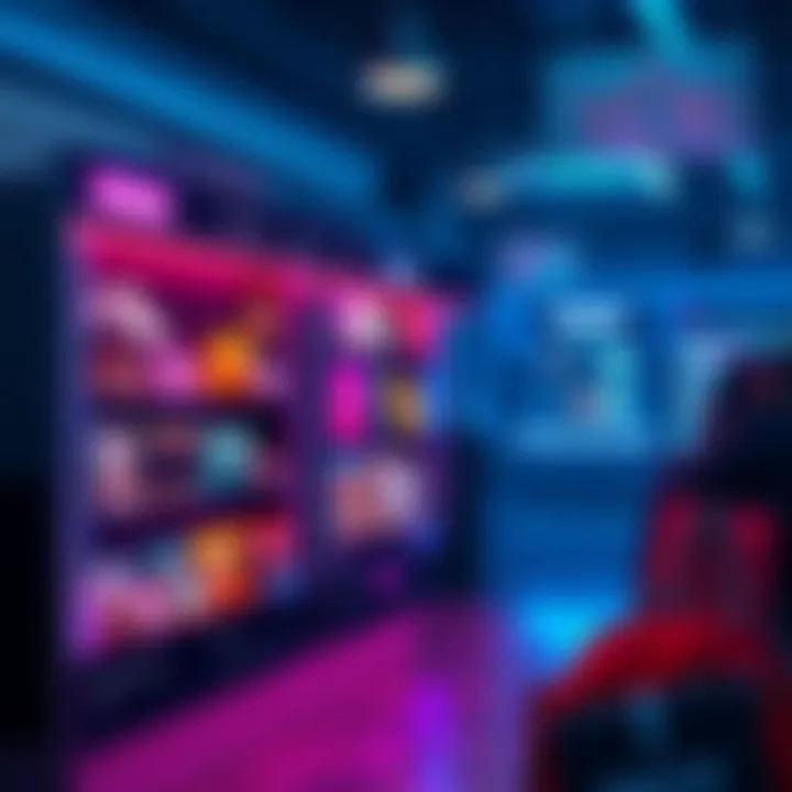 A digital marketplace interface showcasing various items for sale on the Cardano platform, with vibrant colors and user-friendly design elements.