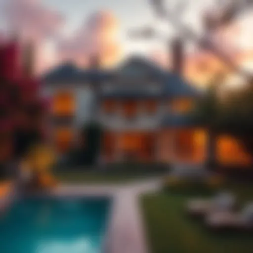 A luxurious home with a beautiful garden, symbolizing wealth and comfort in modern life.