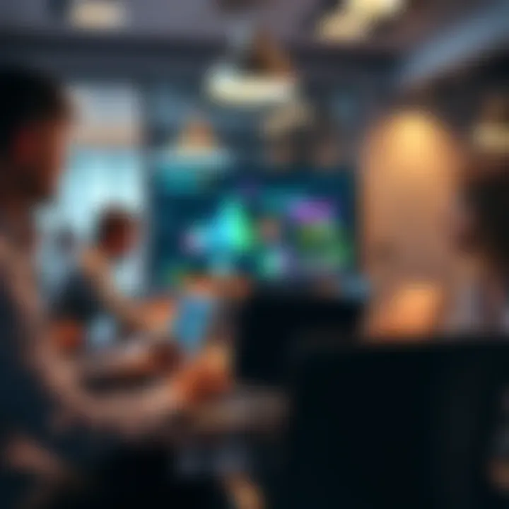 Team collaborating on a large website redesign with notes and laptops in a meeting room