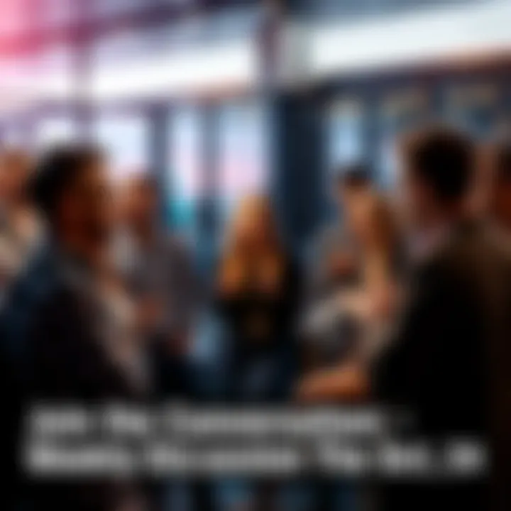 Group of people chatting in a casual setting, sharing ideas and asking questions.