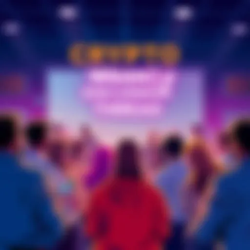 A welcoming forum graphic showing a diverse group of people discussing cryptocurrency