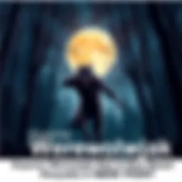 A fierce Werewolfjak character showing agility and strength during a night scene in a forest, surrounded by a full moon and trees.