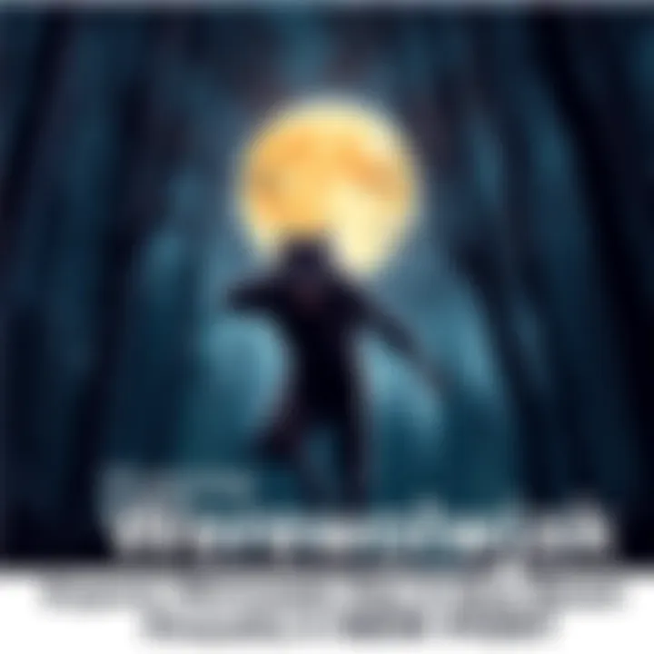 A fierce Werewolfjak character showing agility and strength during a night scene in a forest, surrounded by a full moon and trees.
