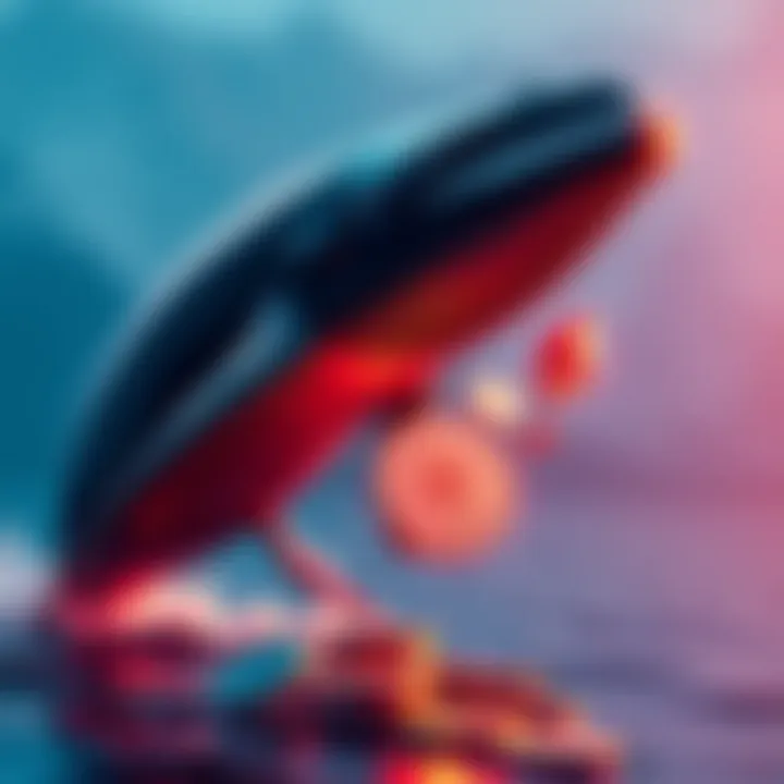 A graphic showing a whale symbolically transferring Ethereum coins to the Bitpoint exchange.