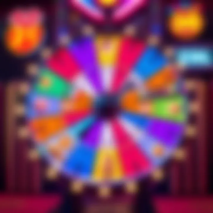 A colorful spinning wheel filled with bid tokens, showcasing various prize sections, illustrating the enhanced player experience.