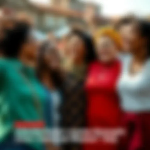 A diverse group of women smiling and celebrating together outdoors, representing strength and unity on International Women’s Day.