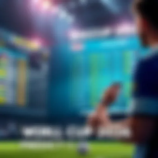A soccer fan looking at a scoreboard while analyzing group match outcomes for World Cup 2026