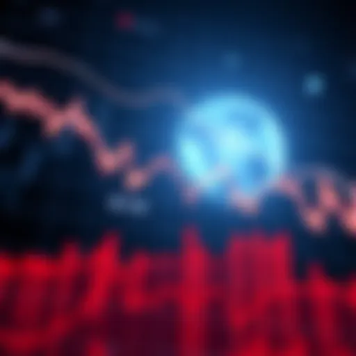 A graph showing Worldcoin prices falling sharply, symbolizing market concerns about leadership and stability.