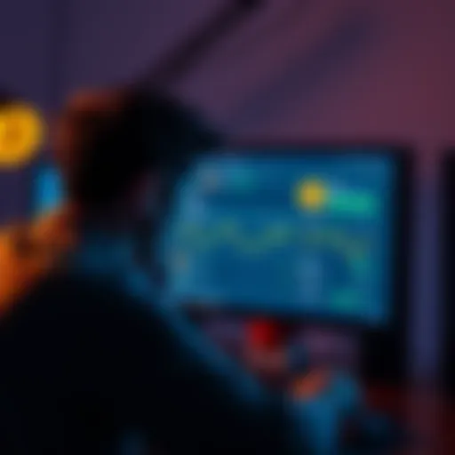 A distressed individual checking their computer screen showing an empty cryptocurrency account.