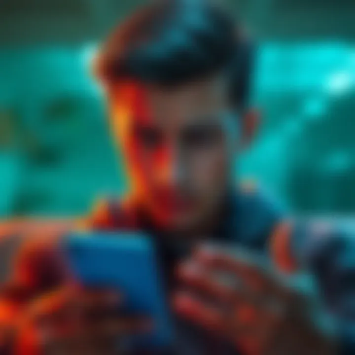 Person worried about losing money A worried individual looking at their phone with a worried expression, reflecting on a financial loss due to a scam