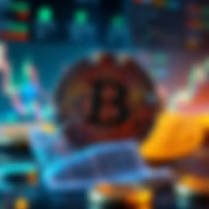 A visual representation of Wrapped Bitcoin being used in decentralized finance, showing Bitcoin symbols and digital currency charts in a modern financial setting.