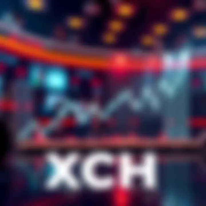 A line graph showing XCH price movements over the week with trading volume indicators.