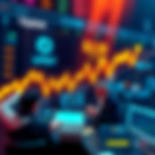 Graph showing XLM's price rising to $2.20 on Upbit exchange with excited traders loading assets