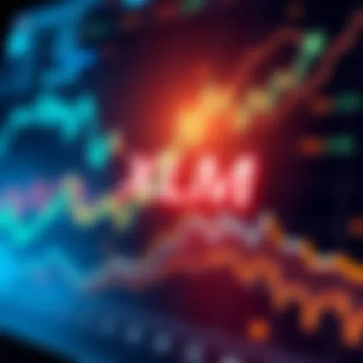 A chart showing the fluctuating price trends of XLM with upward and downward movements, indicating market volatility and future potential.