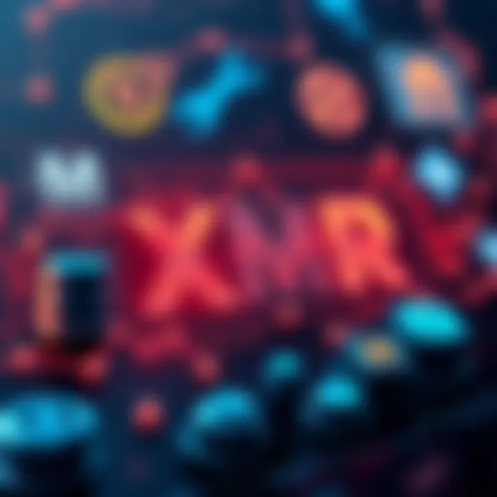 A graphic showing an XMR address with digital icons representing assets and recovery tools.