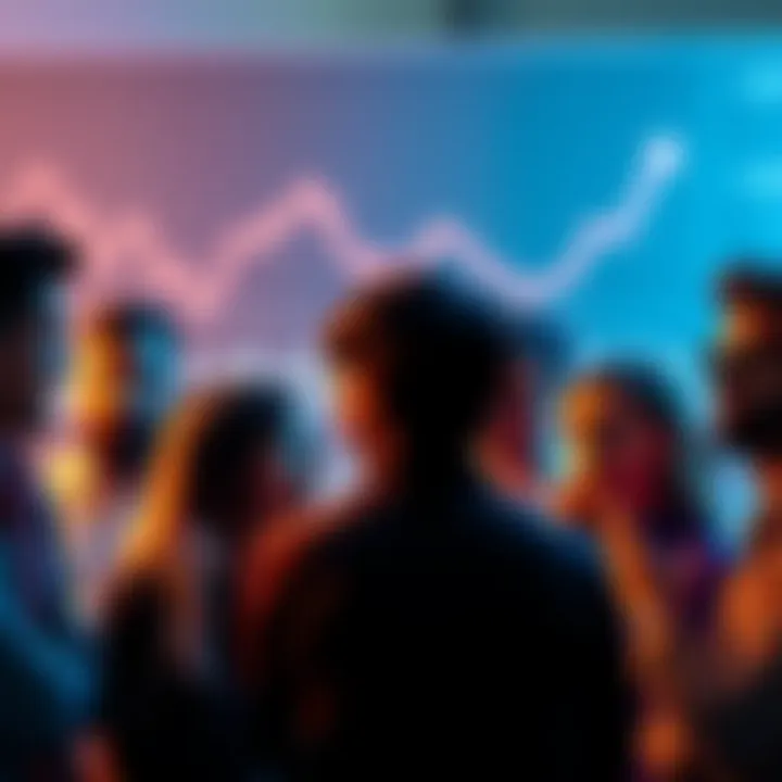 A group of people discussing the recent price drop of XRP, showing mixed reactions and expressing their views, with a chart showing a declining trend in the background.