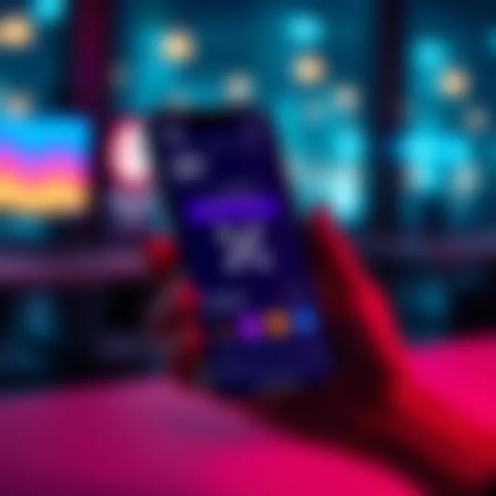 A smartphone displaying a mockup of an XRP app, showing financial tools for everyday users.