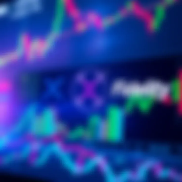 Graphic showing logos of BlackRock and Fidelity with XRP symbol amid rising market charts