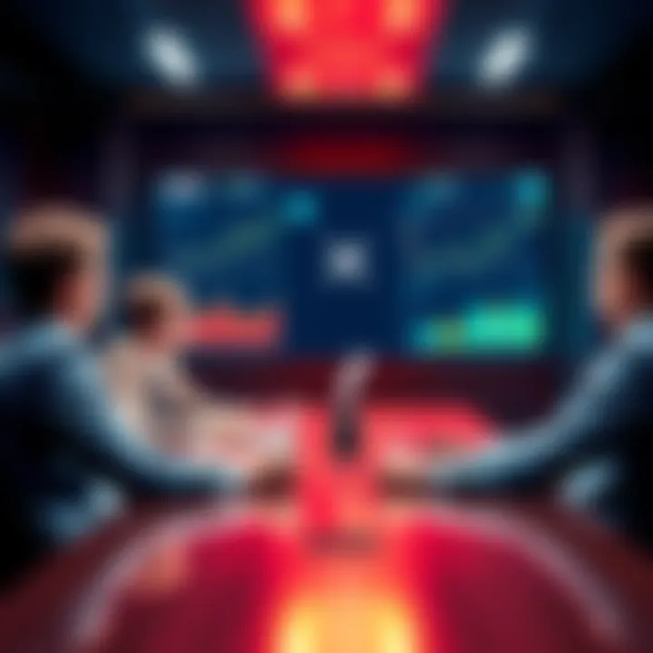 Experts discussing the future value of XRP in a meeting, with charts showing price predictions and analysis on a screen.