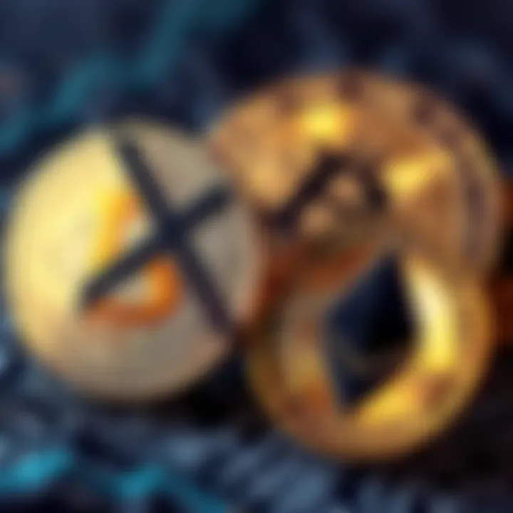 XRP and Solana logos are shown prominently, indicating their rise in popularity among institutional investors, with Bitcoin and Ethereum logos in the background, dimmed.