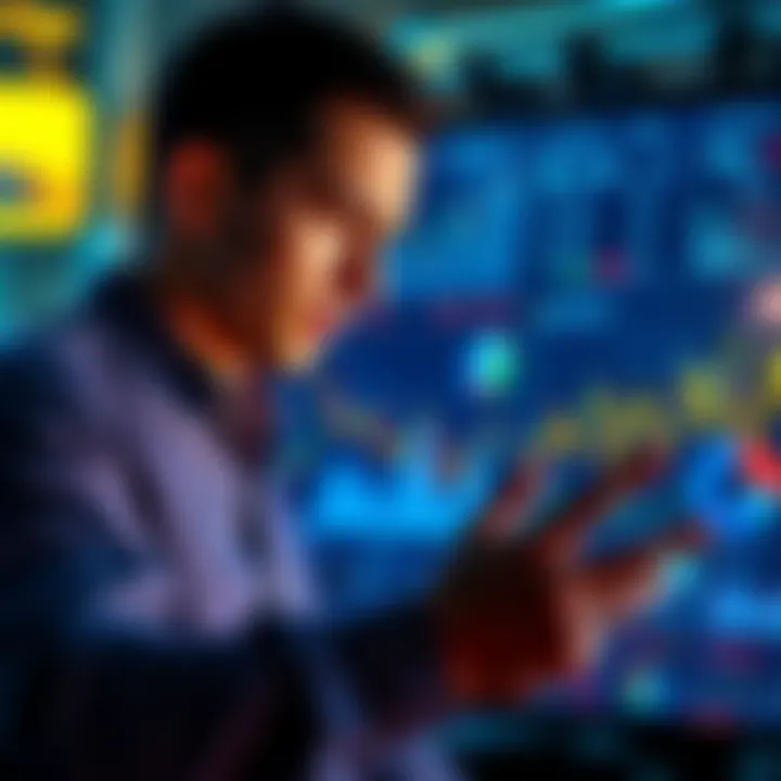 A person looking at financial graphs and charts related to yield aggregators for small portfolios