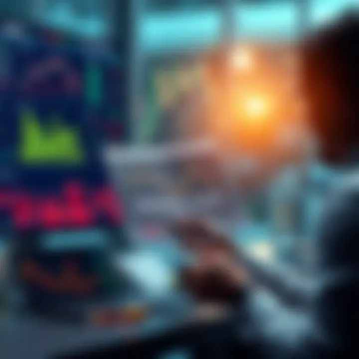 A person examining financial charts and graphs related to YieldMax ETFs in a discussion setting