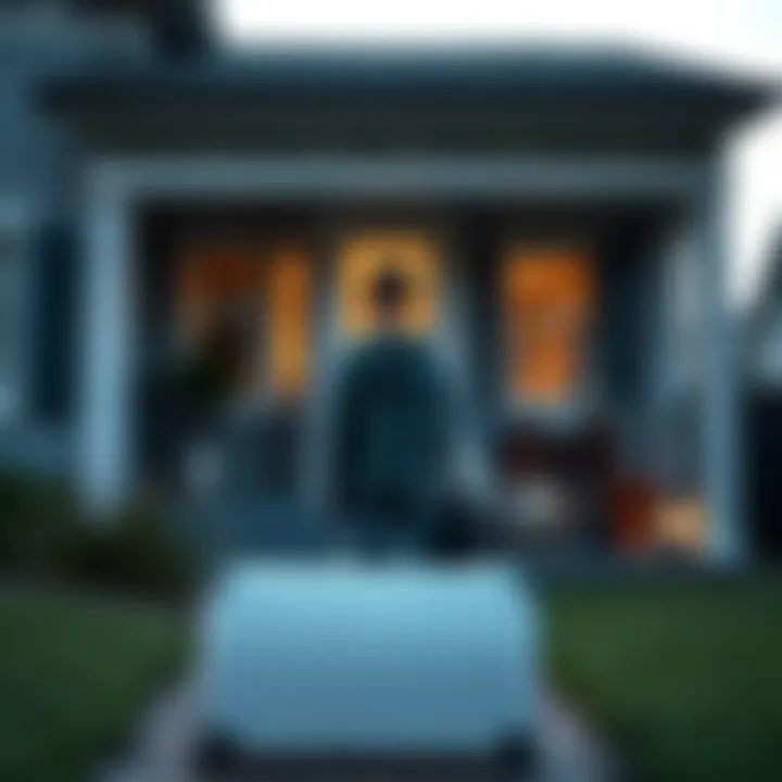 A young adult looking contemplative while standing outside their family home with a suitcase, representing the emotional turmoil of being kicked out at 18.