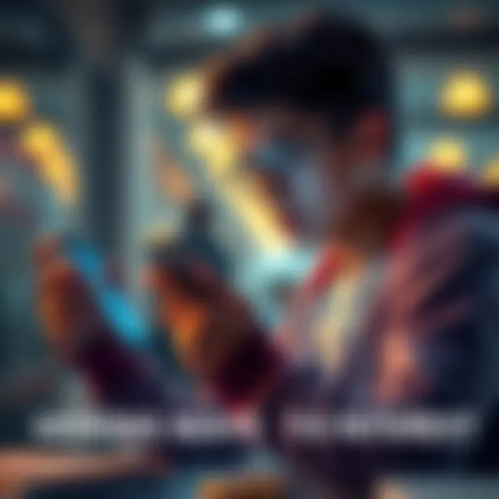 A young person examining their mobile phone, seeking ways to earn interest on crypto holdings.