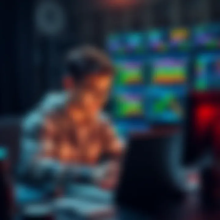 A 19-year-old computer science student collaborating with teammates on a laptop, surrounded by code and tech tools.