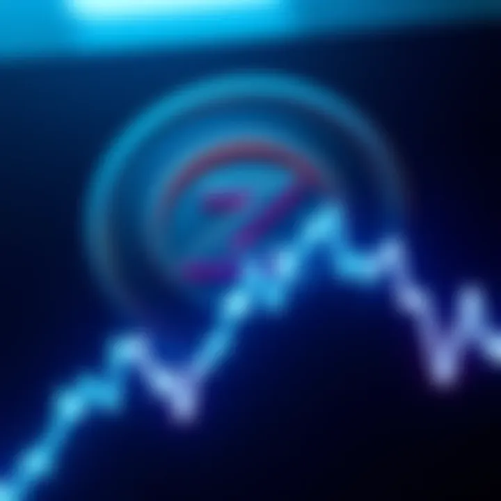 Zcash logo with a graph showing a downward trend, indicating a market drop.