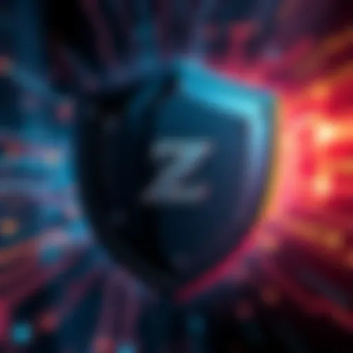 Zcash logo surrounded by a shield symbolizing security and resilience in cryptocurrency
