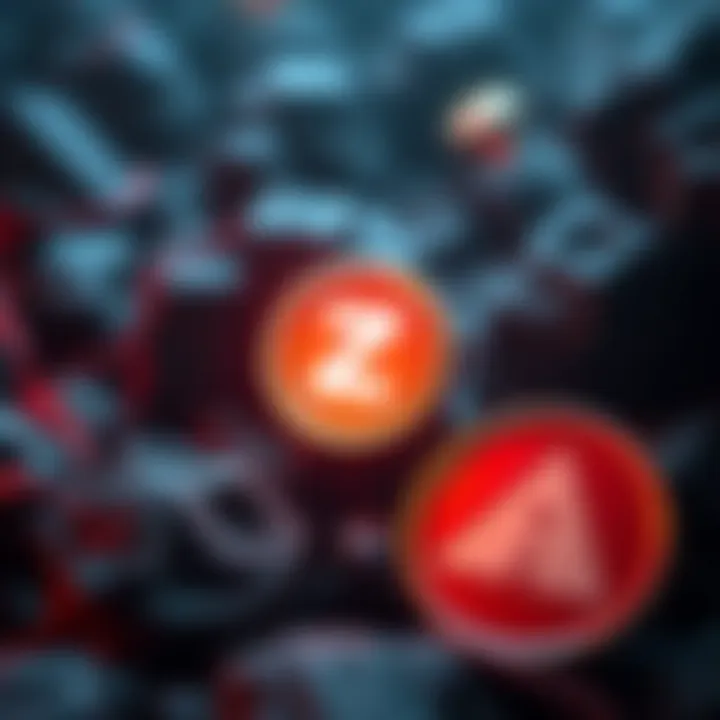 Zcash logo with warning sign Zcash logo next to a warning symbol indicating concerns about minting issues