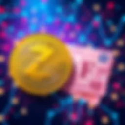 An illustration showing the ZCHF stablecoin symbol alongside the Swiss franc currency, with a blockchain background to represent decentralization.