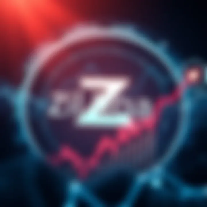 Zilliqa logo surrounded by graphics showing a 60% upward trend, symbolizing growth and potential in the cryptocurrency market